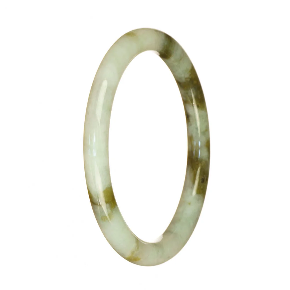Genuine Grade A Pale Green and Brown Pattern Jade Bangle Bracelet - 60mm Petite Round