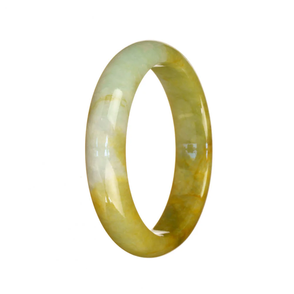 Authentic Untreated Green with Brown Jadeite Jade Bangle Bracelet - 53mm Half Moon - Image 2