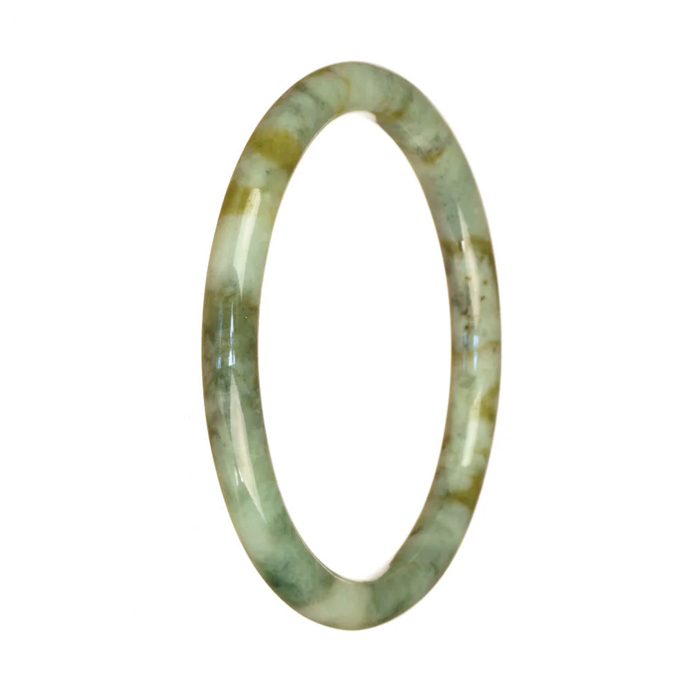 Real Grade A Green and Brown Pattern Jadeite Jade Bangle Bracelet - 61mm Petite Round - Image 2