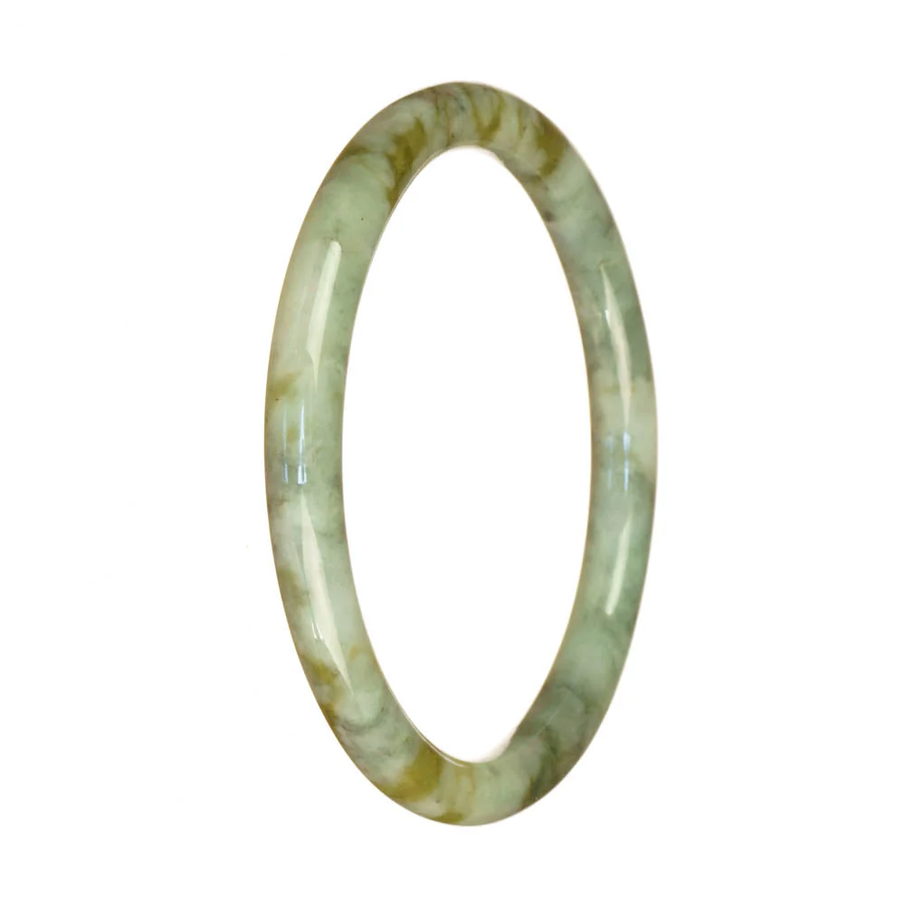 Real Grade A Green and Brown Pattern Jadeite Jade Bangle Bracelet - 61mm Petite Round - Image 3