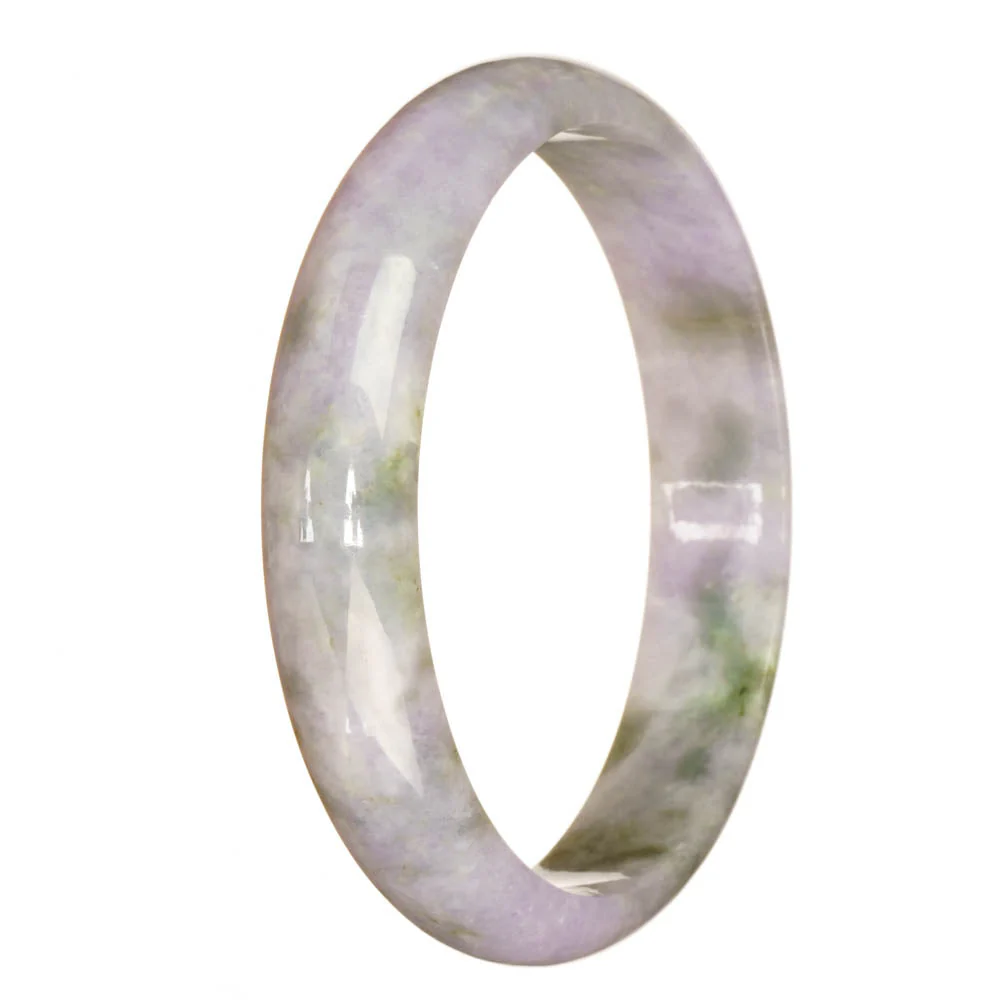 Genuine Untreated Lavender with Green Jadeite Jade Bangle Bracelet - 76mm Half Moon