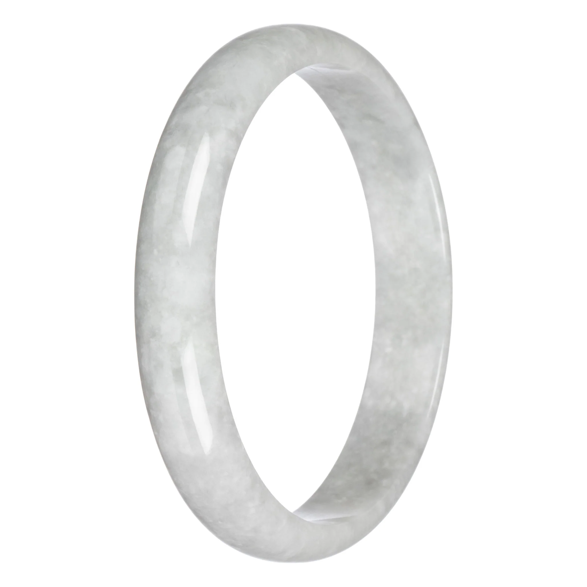 Certified Type A Greyish White Jadeite Bracelet - 83mm Half Moon - Image 3