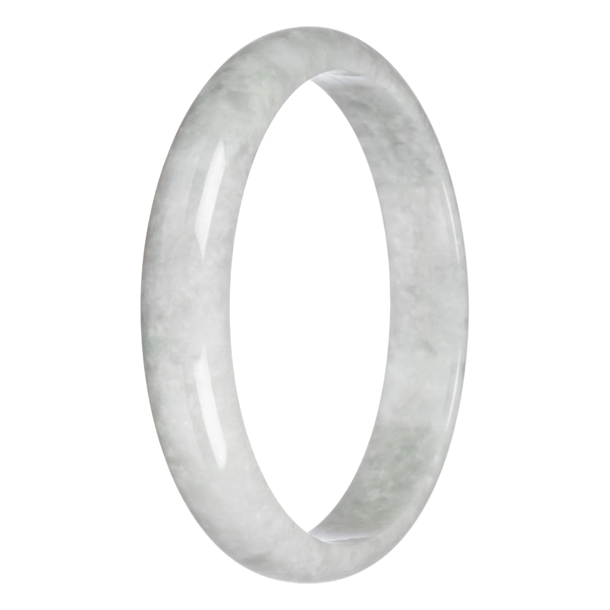Certified Type A Greyish White Jadeite Bracelet - 83mm Half Moon - Image 4