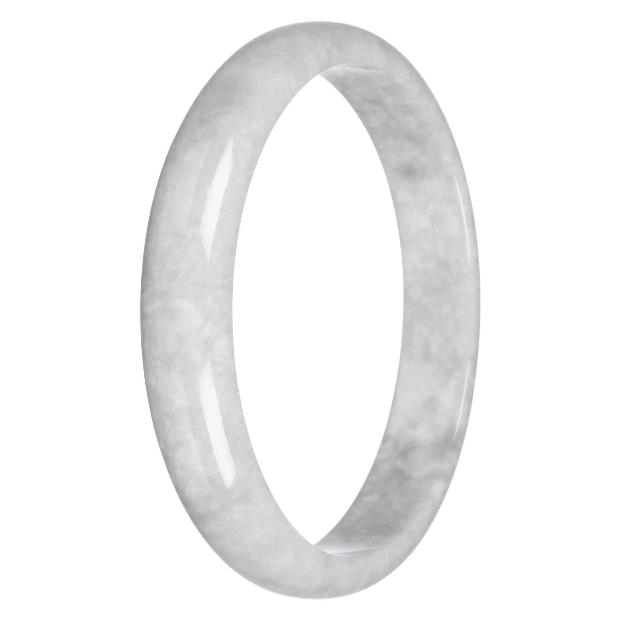 Certified Type A Greyish White Jadeite Bracelet - 83mm Half Moon - Image 6