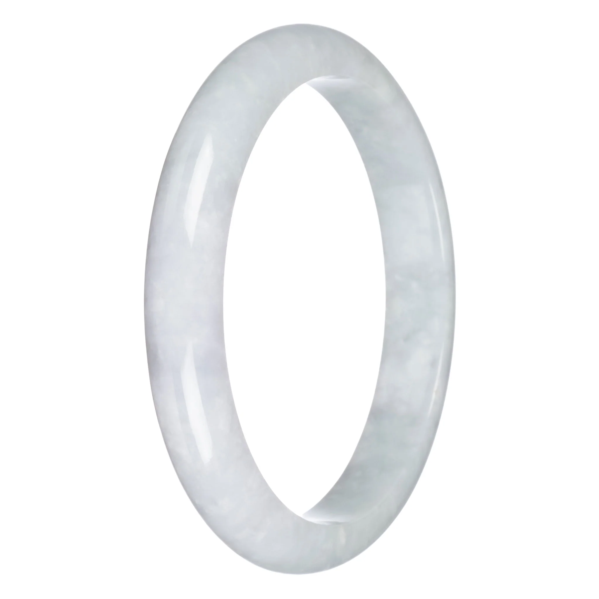 Authentic Untreated Pale Green Burmese Jade Bangle Bracelet - 78mm Half Moon - Image 3