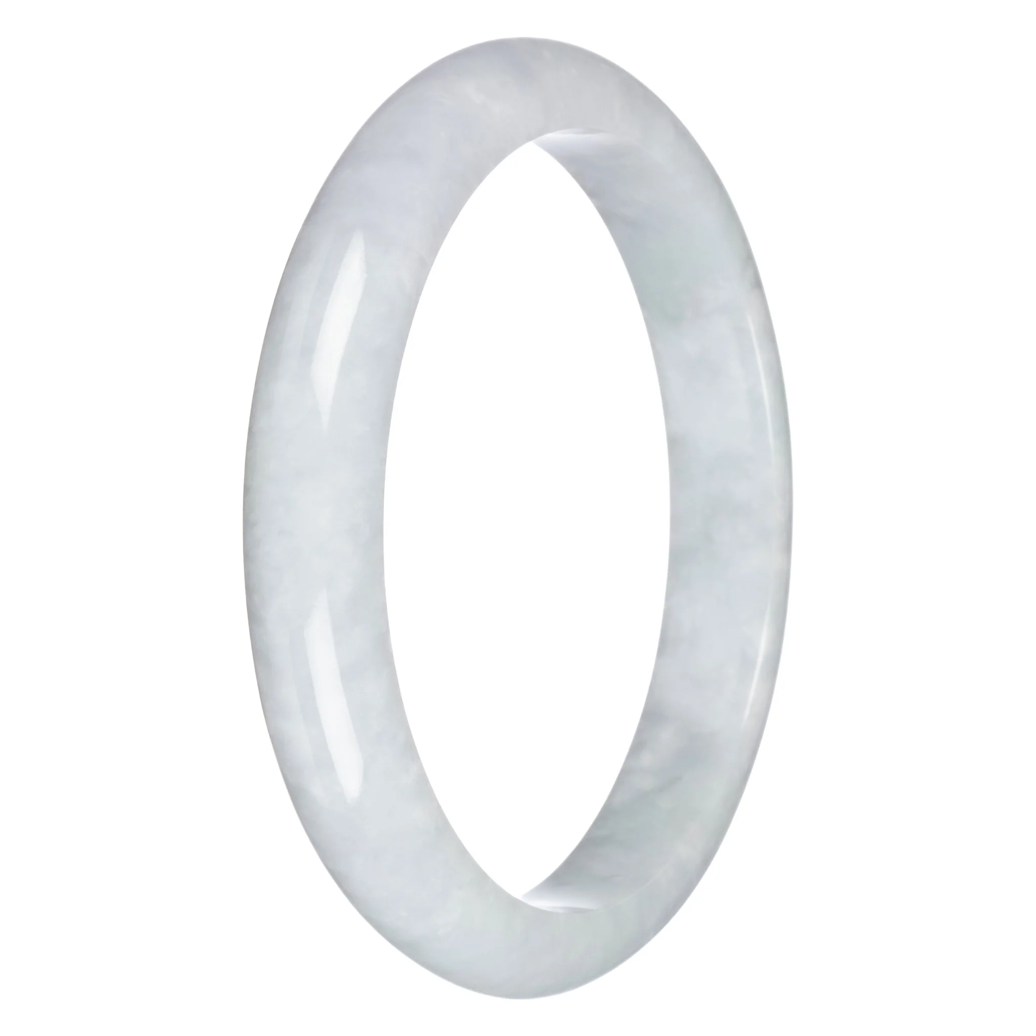 Authentic Untreated Pale Green Burmese Jade Bangle Bracelet - 78mm Half Moon - Image 6