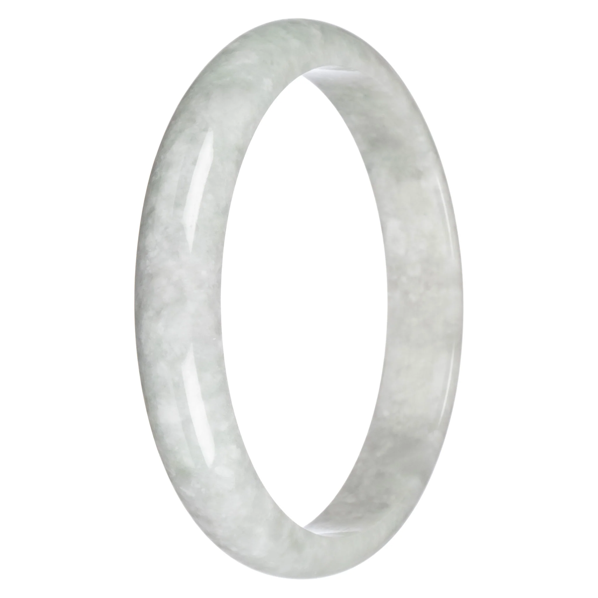 Certified Untreated Pale Green Burma Jade Bangle Bracelet - 82mm Half Moon - Image 2