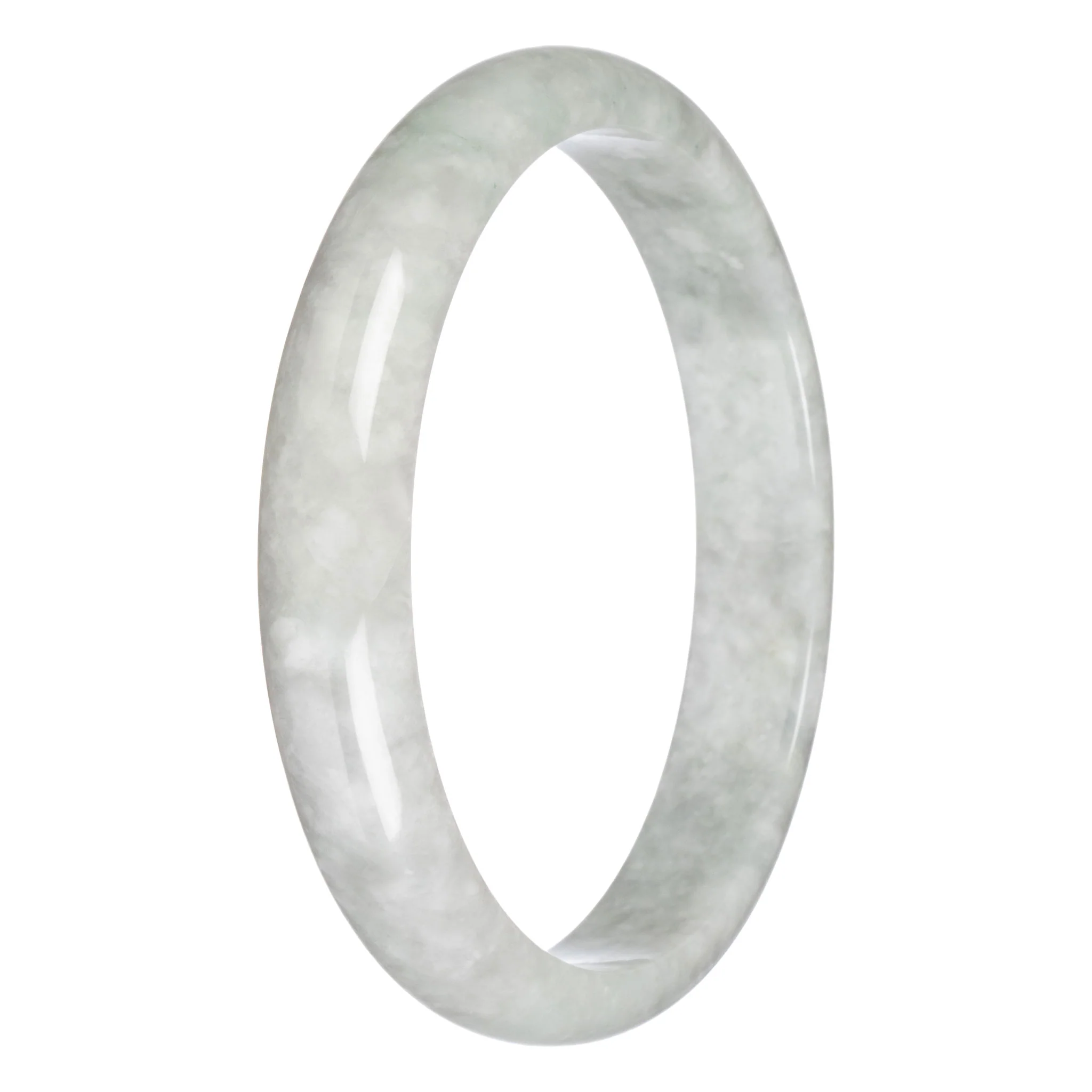 Certified Untreated Pale Green Burma Jade Bangle Bracelet - 82mm Half Moon - Image 5