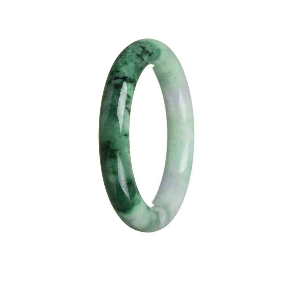 Certified Grade A Green with pattern Traditional Jade Bangle Bracelet - 52mm Round
