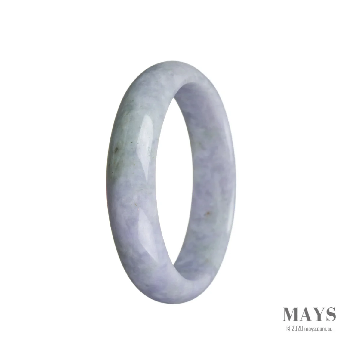 Genuine Grade A Lavender Jade Bangle - 57mm Half Moon