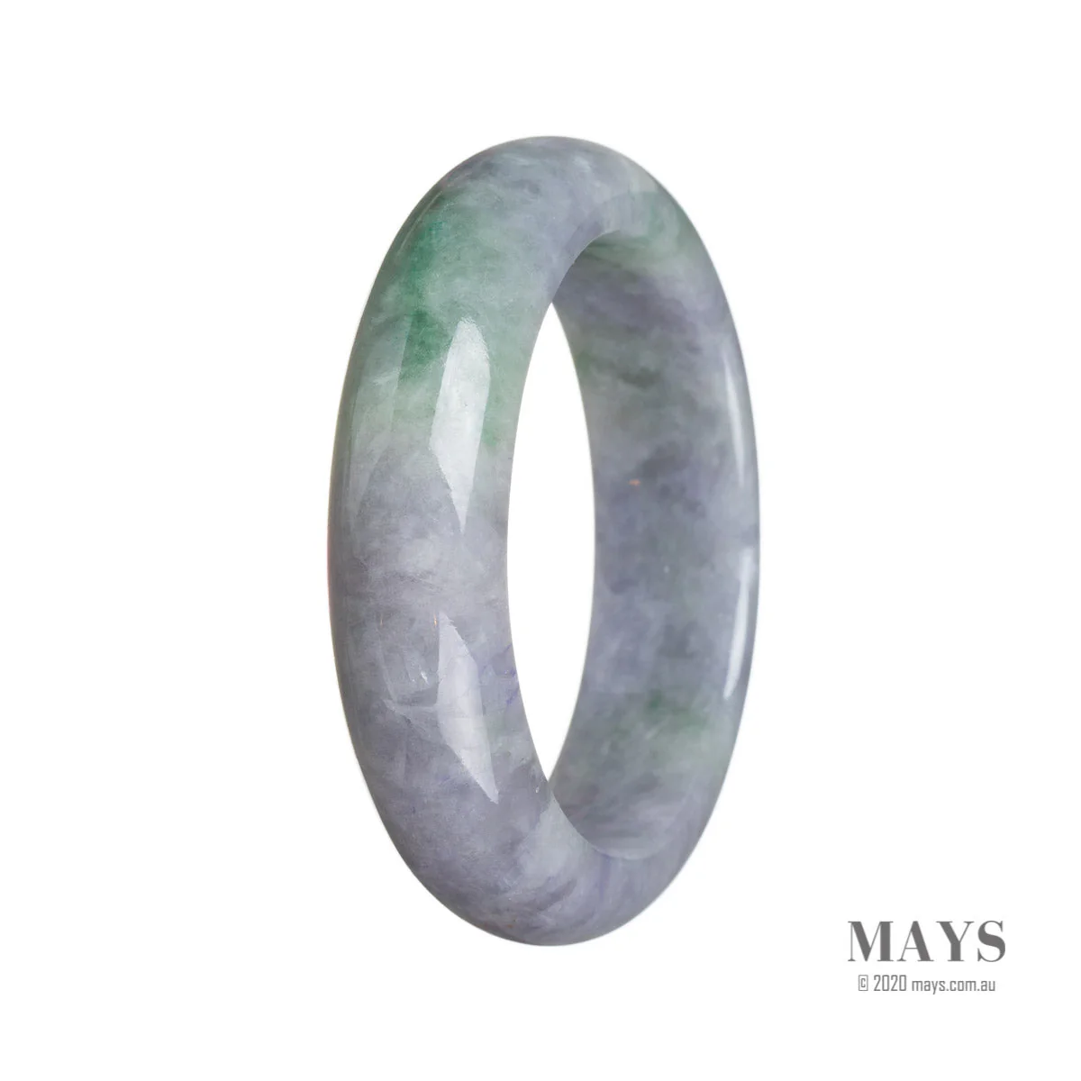 Real Grade A Lavender with green Jadeite Bracelet - 55mm Half Moon