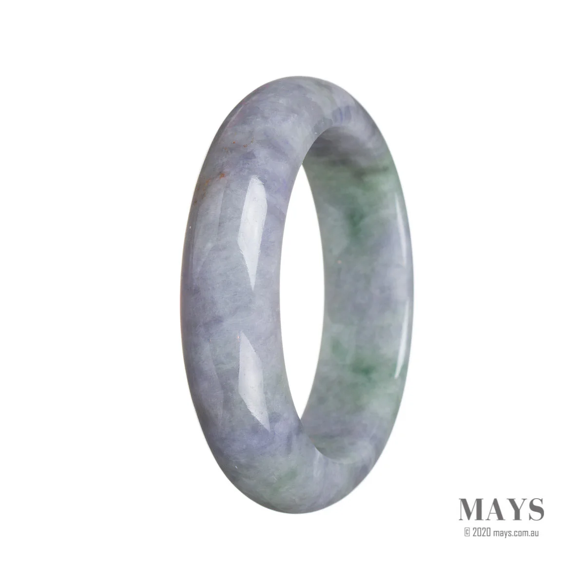 Real Grade A Lavender with green Jadeite Bracelet - 55mm Half Moon - Image 2