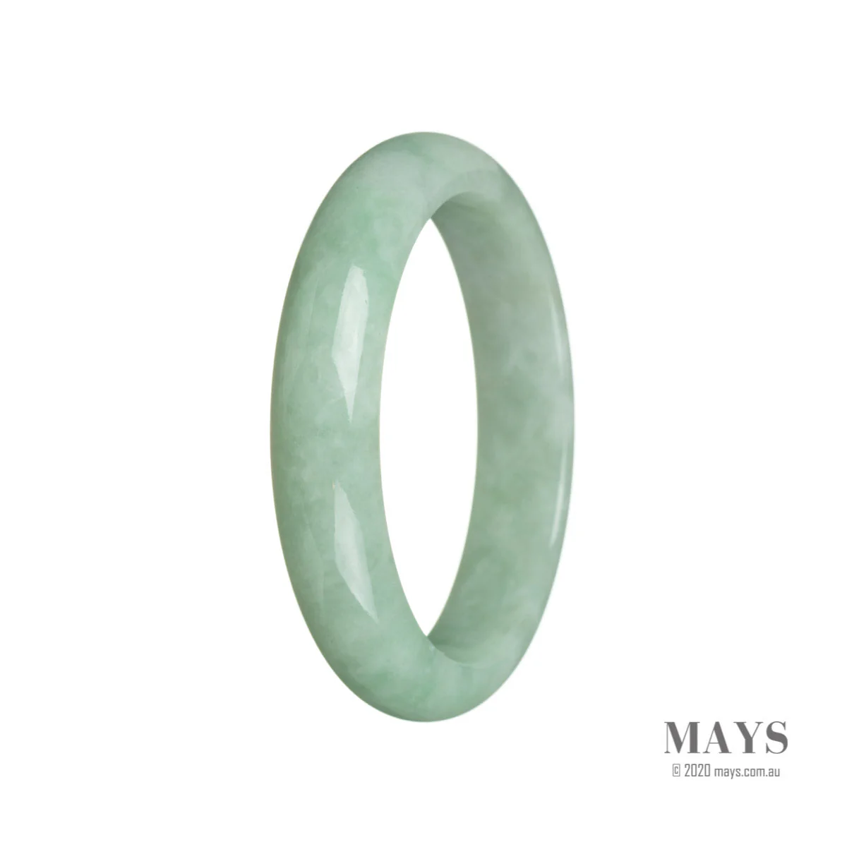 Genuine Grade A Light green Jadeite Jade Bangle Bracelet - 59mm Half Moon
