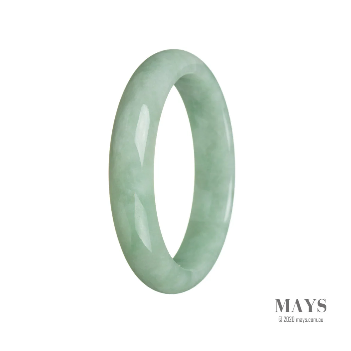 Genuine Grade A Light green Jadeite Jade Bangle Bracelet - 59mm Half Moon - Image 2