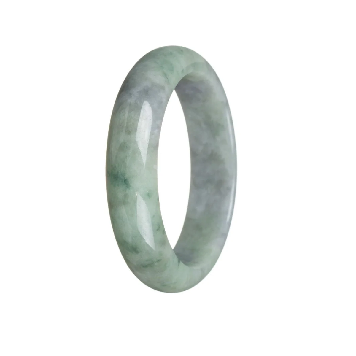 Certified Grade A Green and Lavender Jadeite Bangle Bracelet - 57mm Half Moon - Image 2