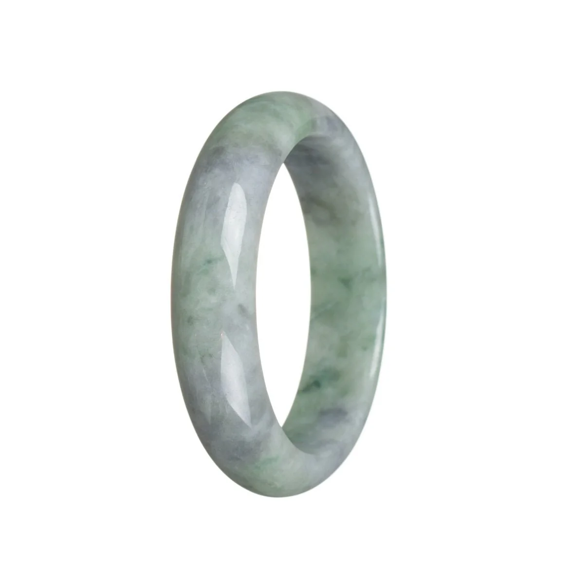 Certified Grade A Green and Lavender Jadeite Bangle Bracelet - 57mm Half Moon - Image 3