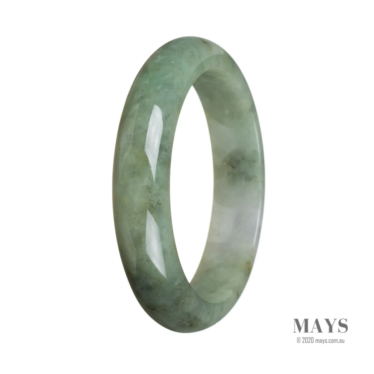 Real Grade A Green Jadeite Jade Bangle - 60mm Half Moon