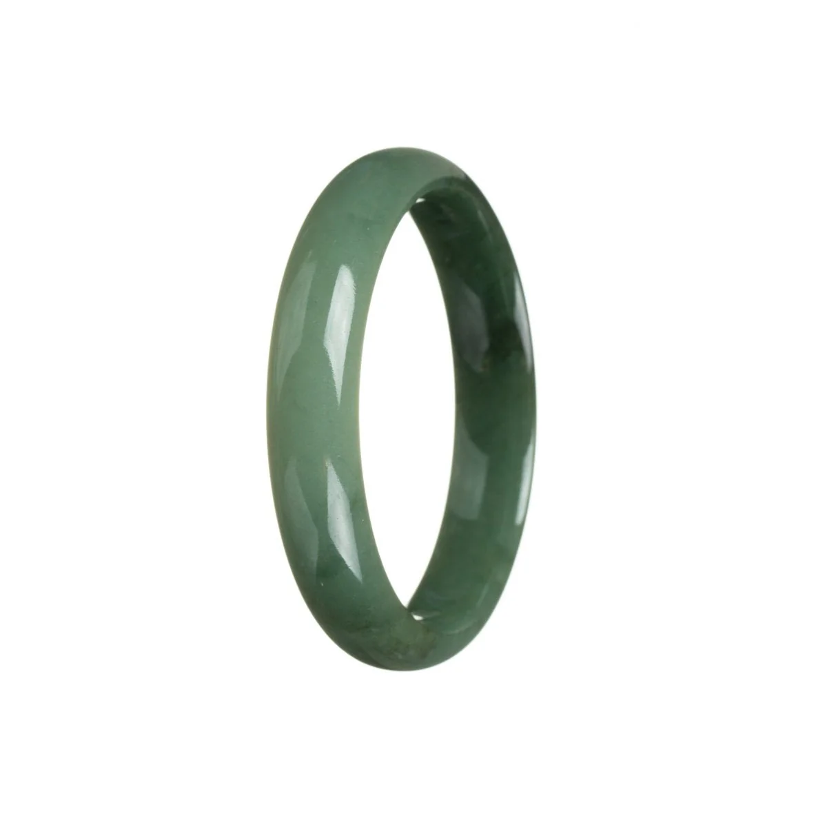 Certified Natural Greish to bluish green Jadeite Bangle - 55mm Half Moon - Image 3