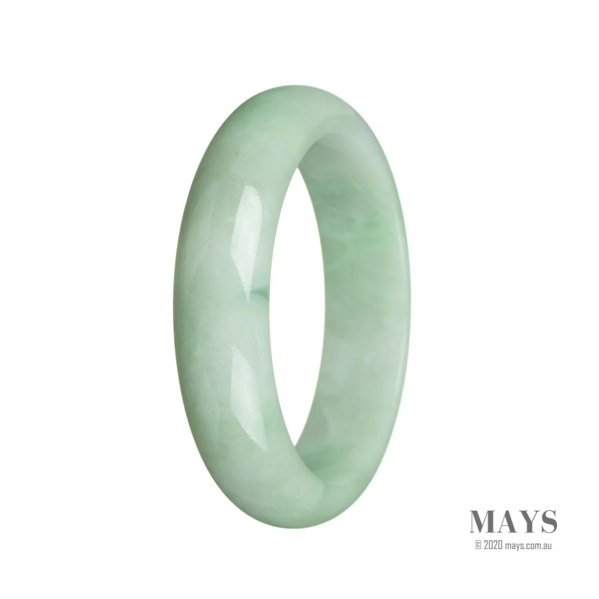 Certified Natural Light green Jadeite Jade Bangle Bracelet - 62mm Half Moon