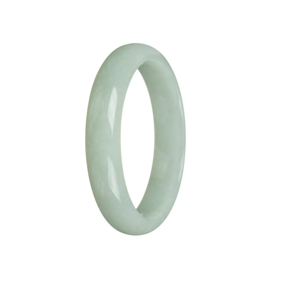 Real Type A Pale Green Jade Bracelet - 56mm Half Moon