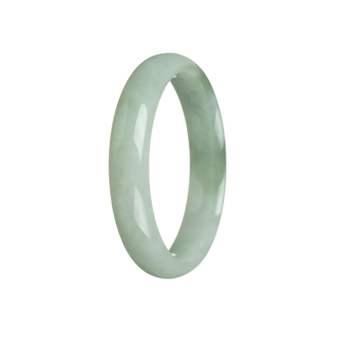 Certified Grade A Pale green with pattern Jade Bangle Bracelet - 56mm Half Moon - Image 3
