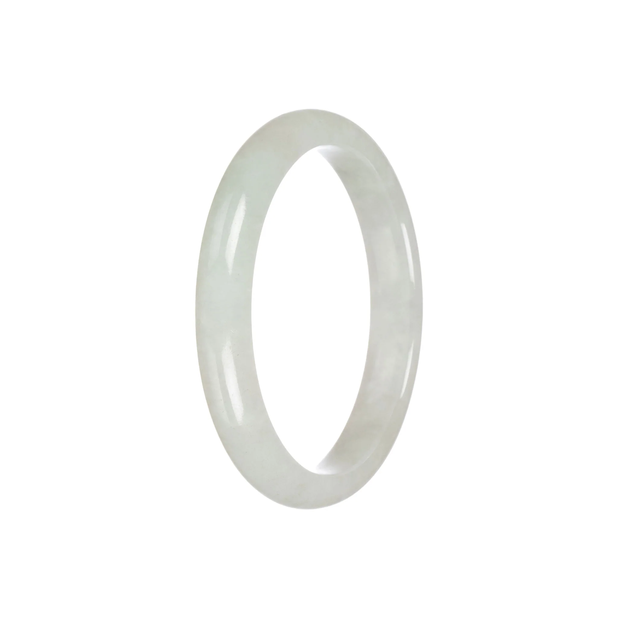 Authentic Type A Pale Green Jade Bangle - 57mm Semi Round - Image 3