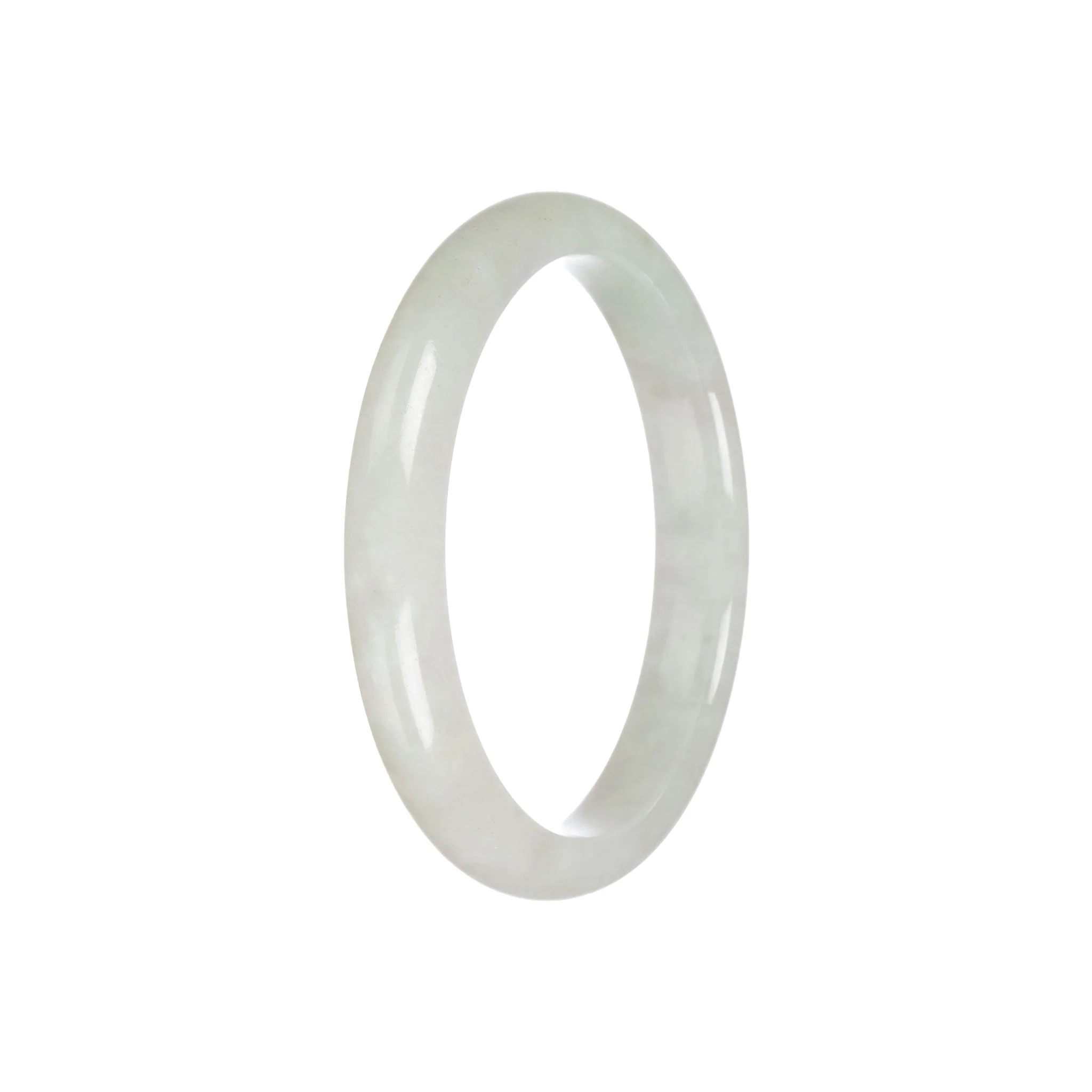 Authentic Type A Pale Green Jade Bangle - 57mm Semi Round - Image 4
