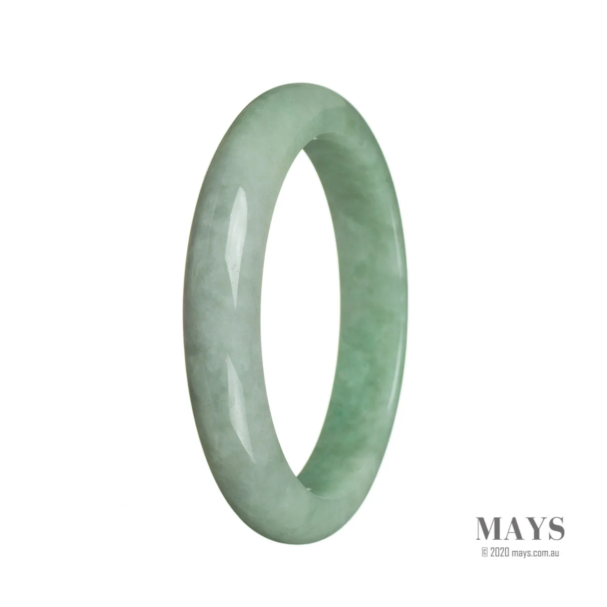 Genuine Type A Green Burma Jade Bracelet - 58mm Semi Round - Image 2