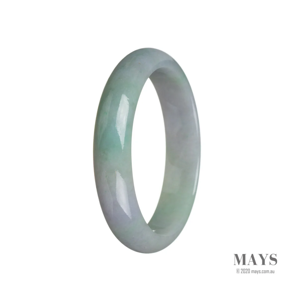 Real Type A Green with lavender Jadeite Bangle - 59mm Half Moon