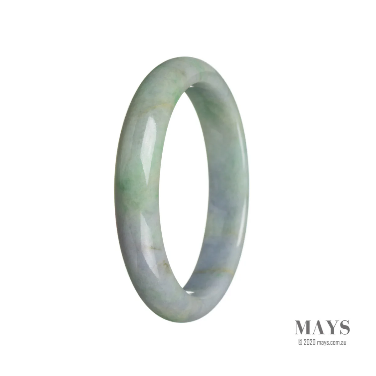 Real Natural Green with lavender Jadeite Jade Bracelet - 60mm Semi Round - Image 2