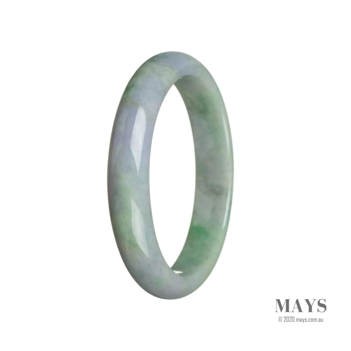 Real Natural Green with lavender Jadeite Jade Bracelet - 60mm Semi Round - Image 3