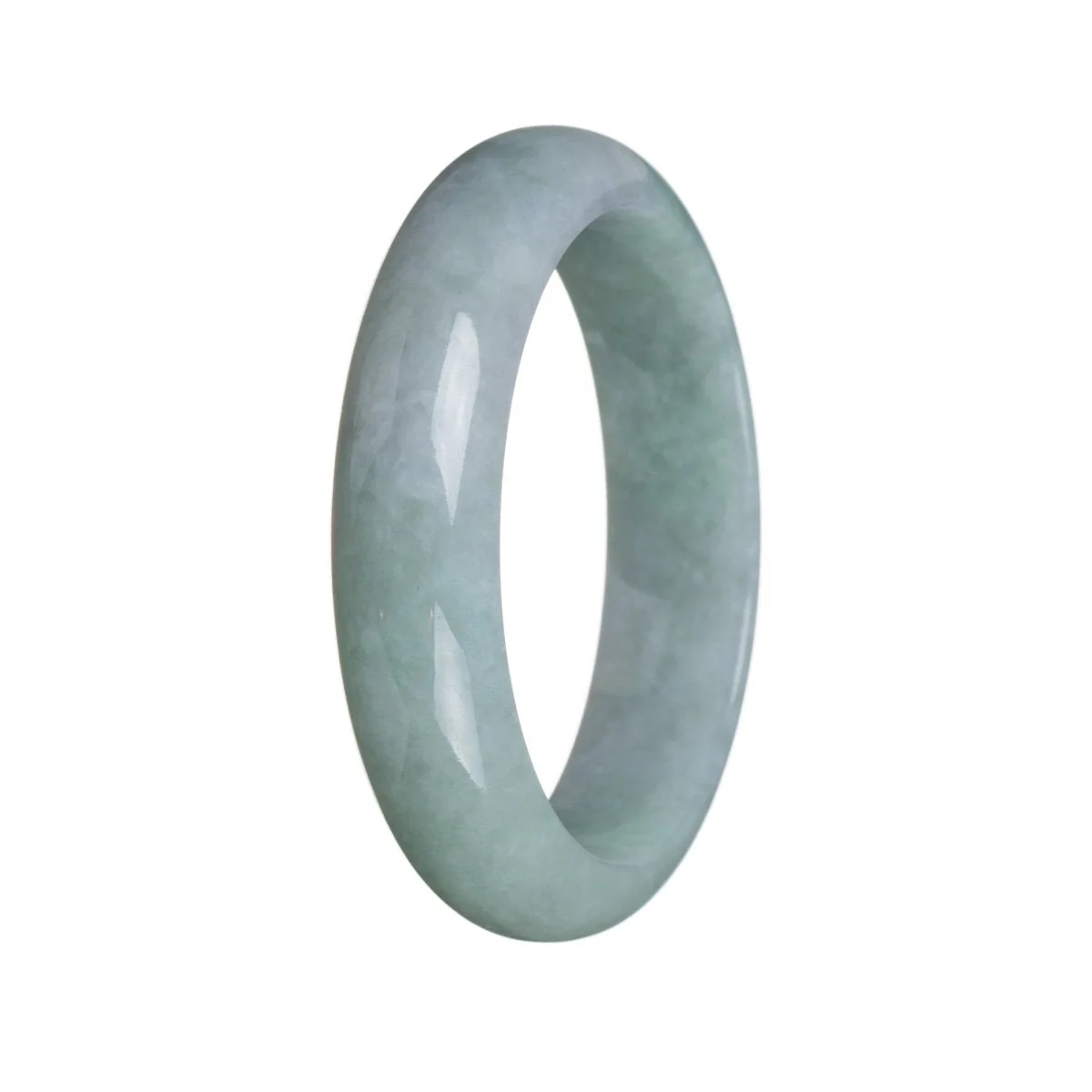 Genuine Grade A Light Green Burma Jade Bangle - 57mm Half Moon