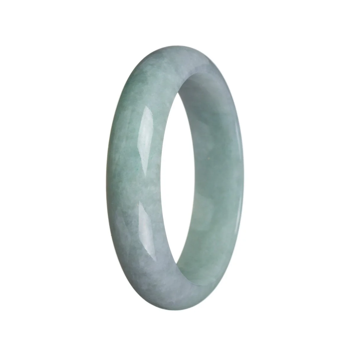 Genuine Grade A Light Green Burma Jade Bangle - 57mm Half Moon - Image 2