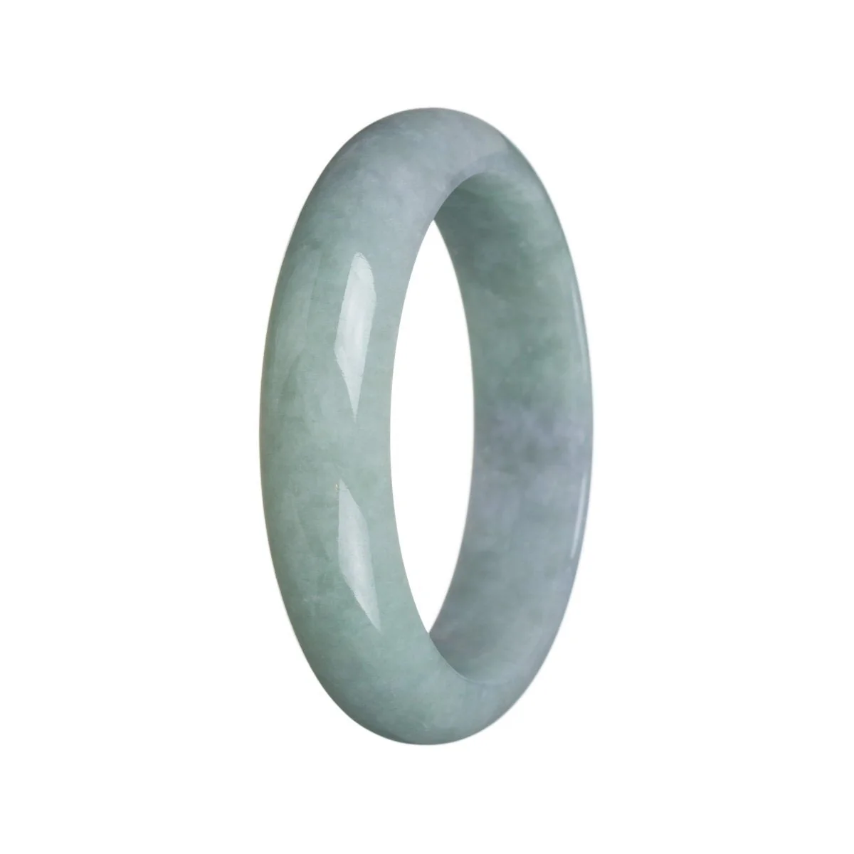 Genuine Grade A Light Green Burma Jade Bangle - 57mm Half Moon - Image 3