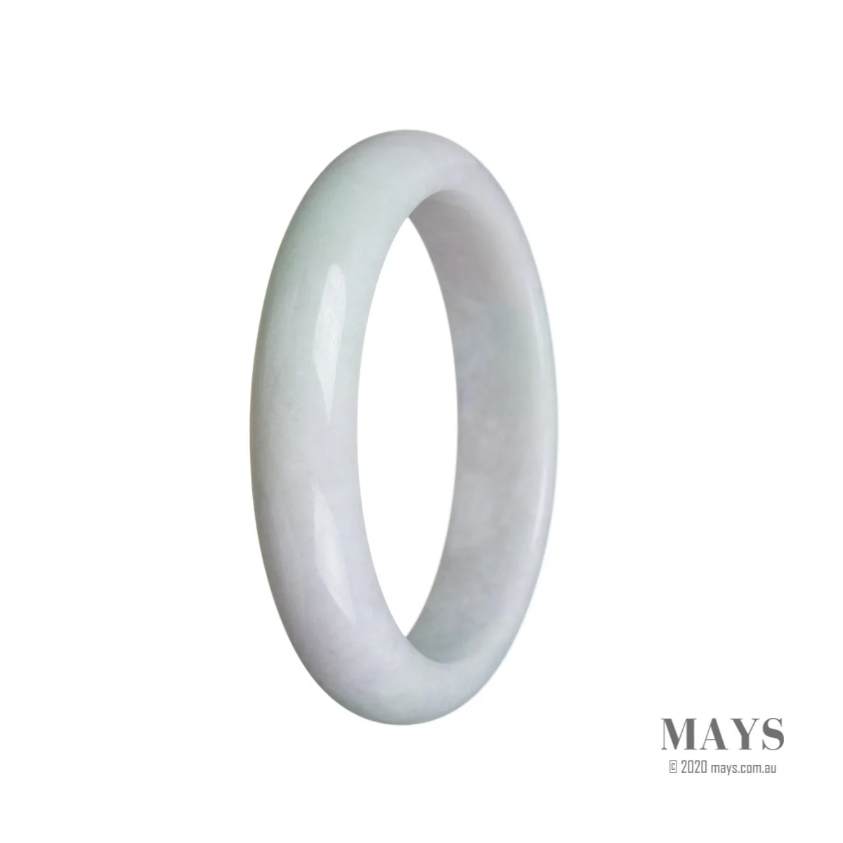 Genuine Type A White Jade Bangle Bracelet - 60mm Semi Round - Image 2