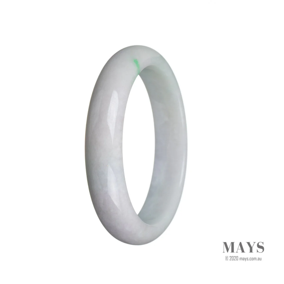Genuine Type A White Jade Bangle Bracelet - 60mm Semi Round - Image 3
