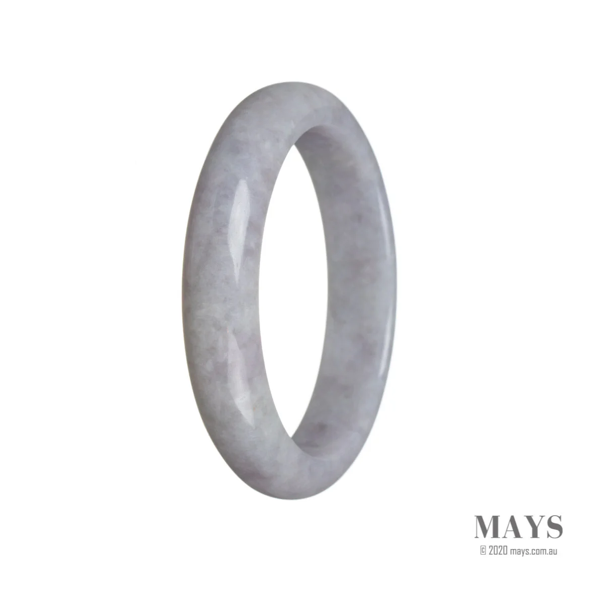 Genuine Grade A Lavender Burma Jade Bangle - 58mm Half Moon - Image 3
