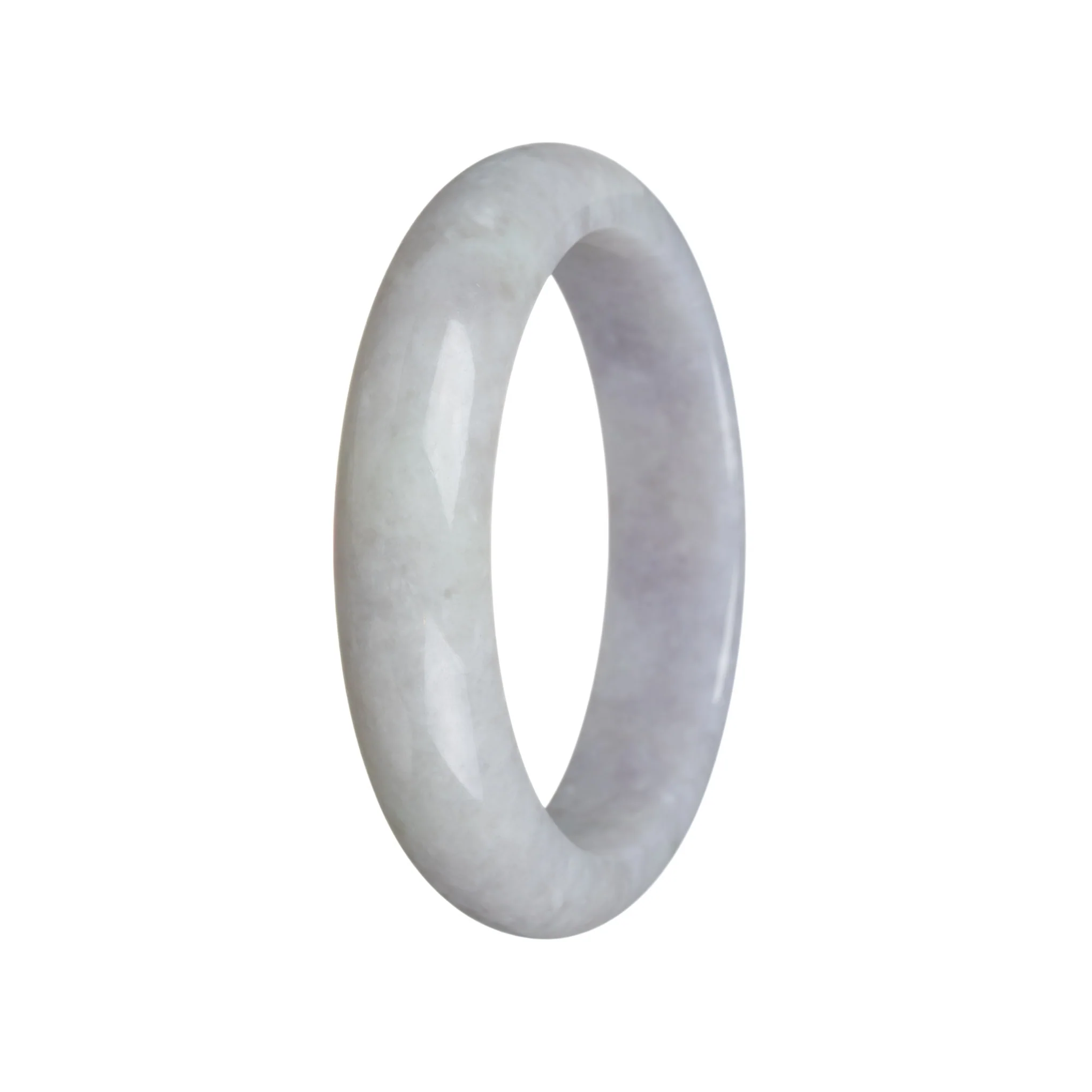 Genuine Untreated Pale Grey Jadeite Bangle - 61mm Half Moon - Image 2
