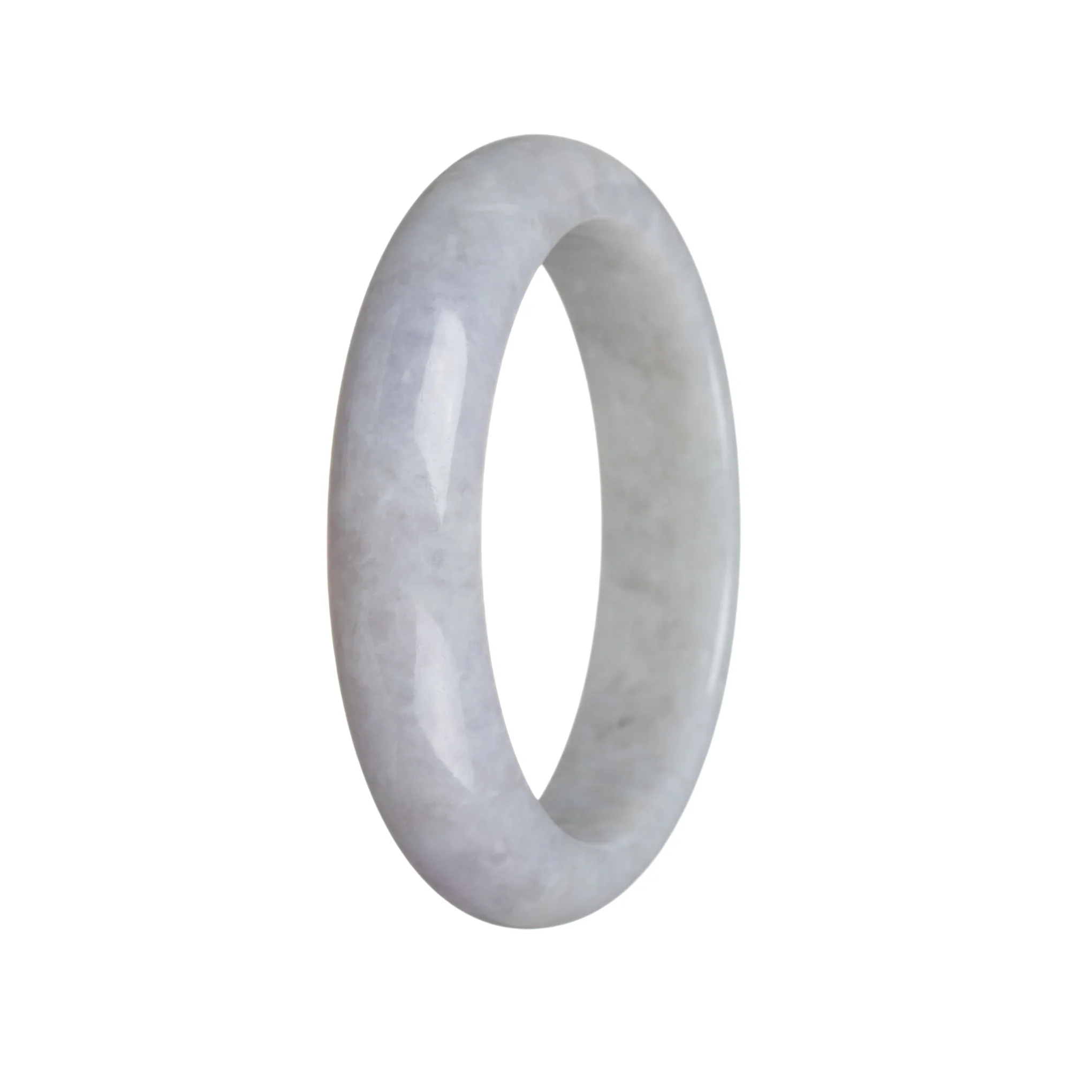 Genuine Untreated Pale Grey Jadeite Bangle - 61mm Half Moon - Image 3