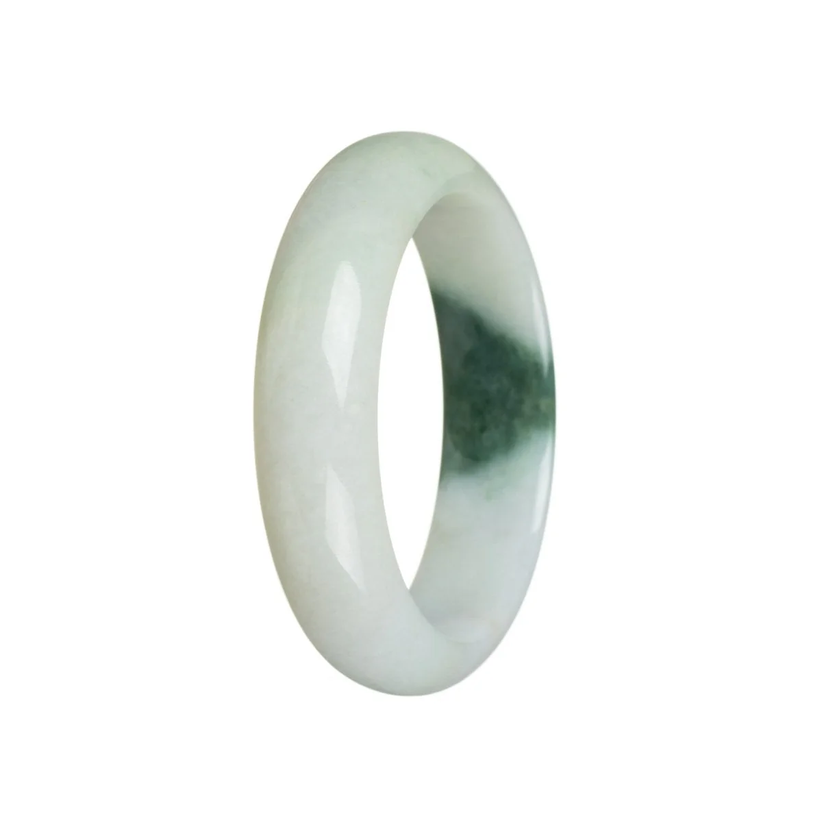 Authentic Grade A Pale green flower Traditional Jade Bangle - 52mm Half Moon - Image 3