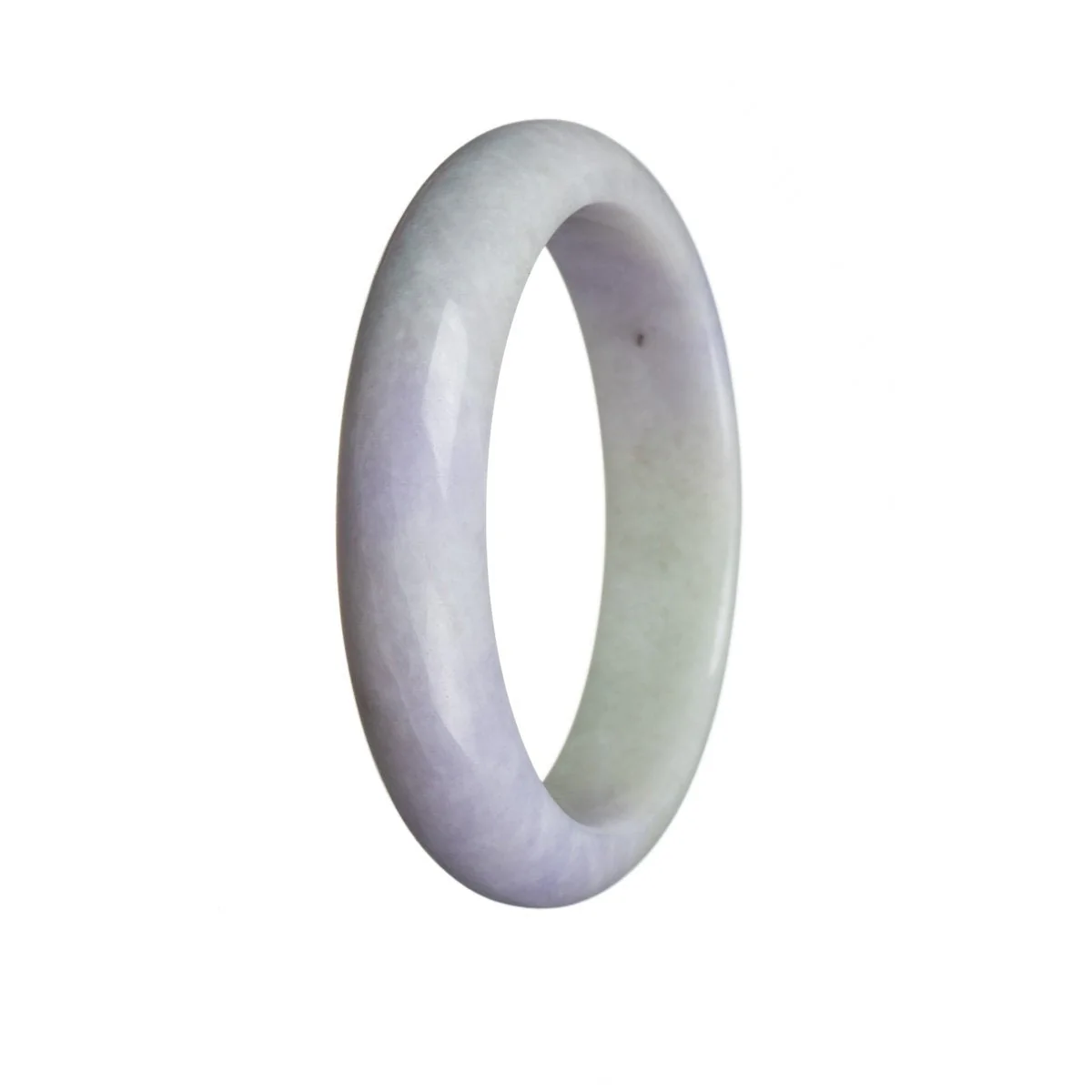 Authentic Grade A Lavender with hints of green Traditional Jade Bracelet - 55mm Semi Round