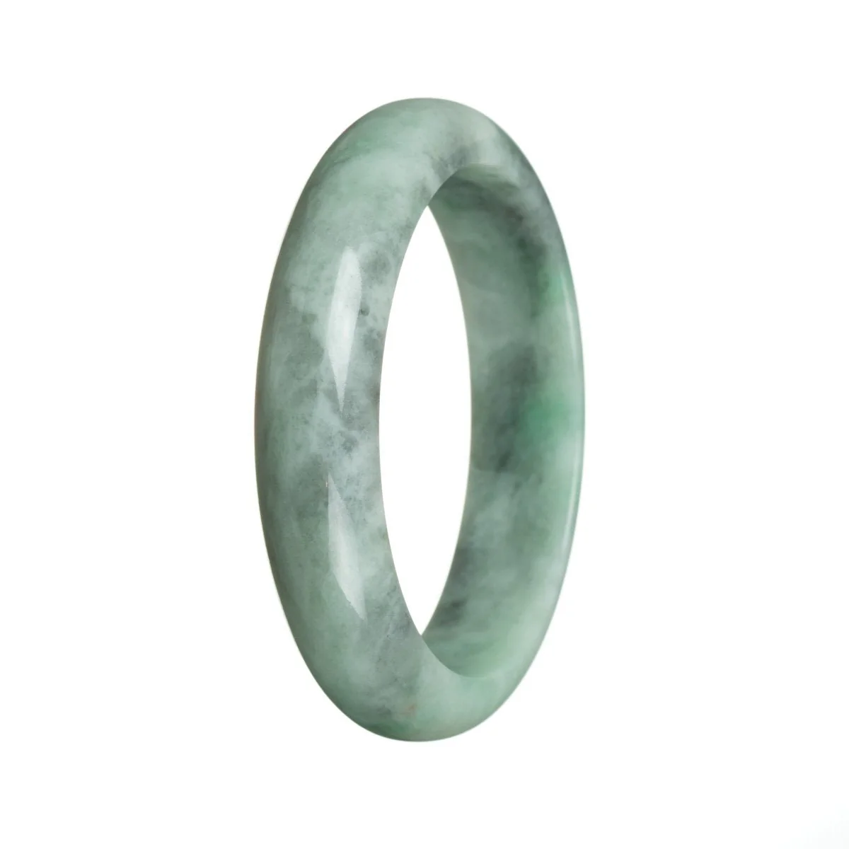 Genuine Type A Green Burmese Jade Bangle - 59mm Half Moon - Image 2