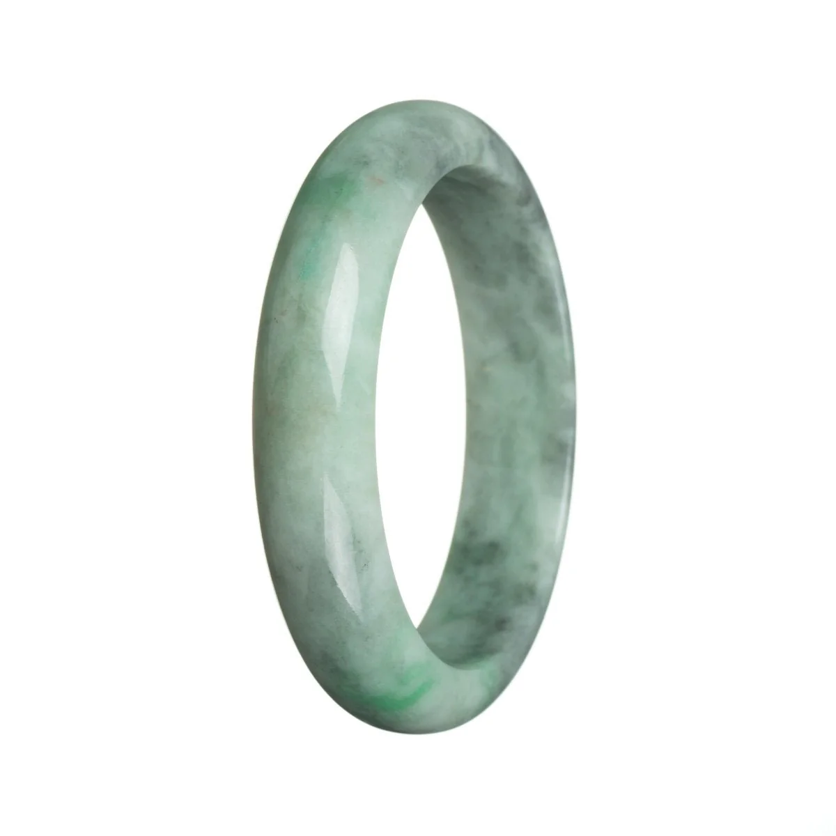 Genuine Type A Green Burmese Jade Bangle - 59mm Half Moon - Image 3