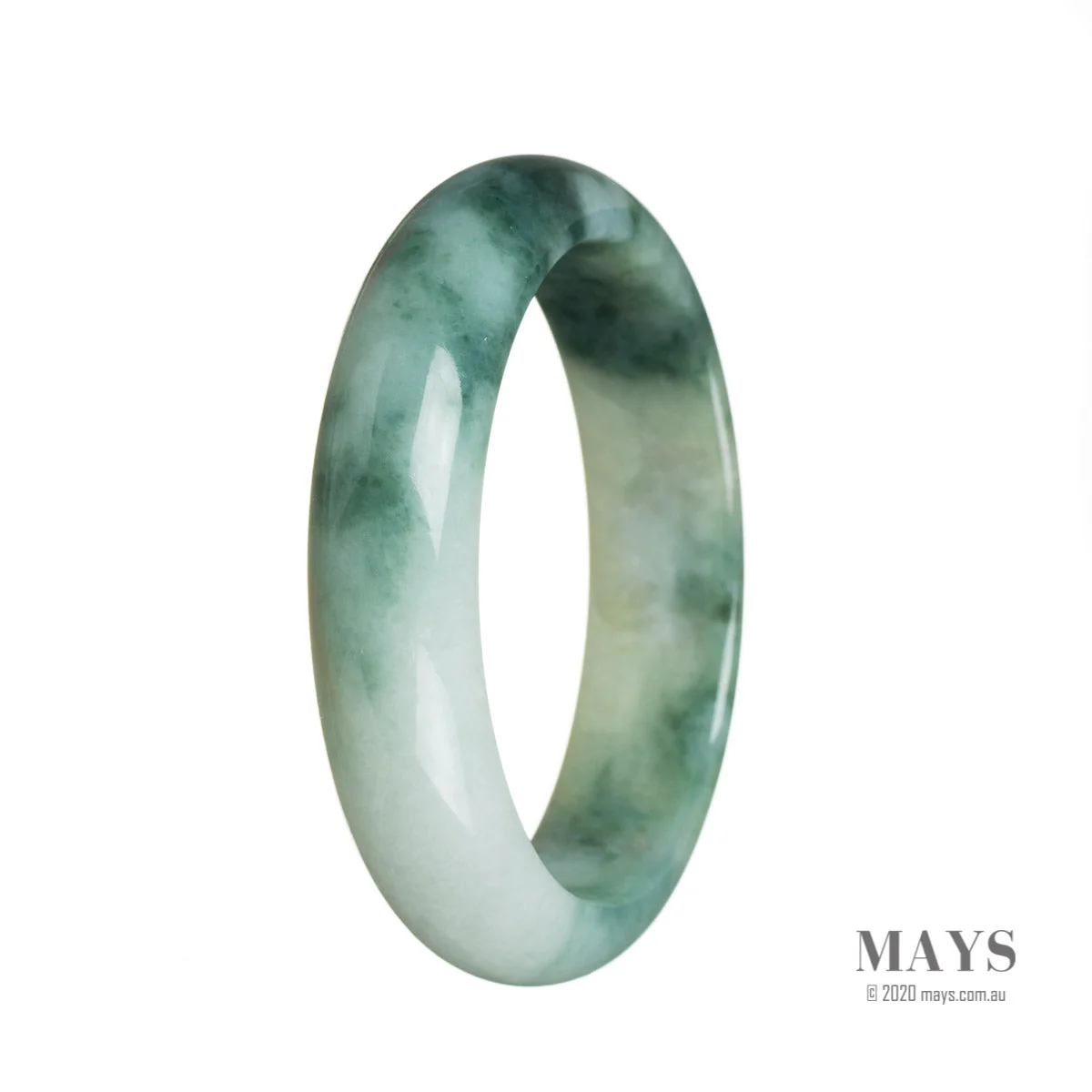 Authentic Type A Green flower Jadeite Bangle Bracelet - 59mm Half Moon - Image 3
