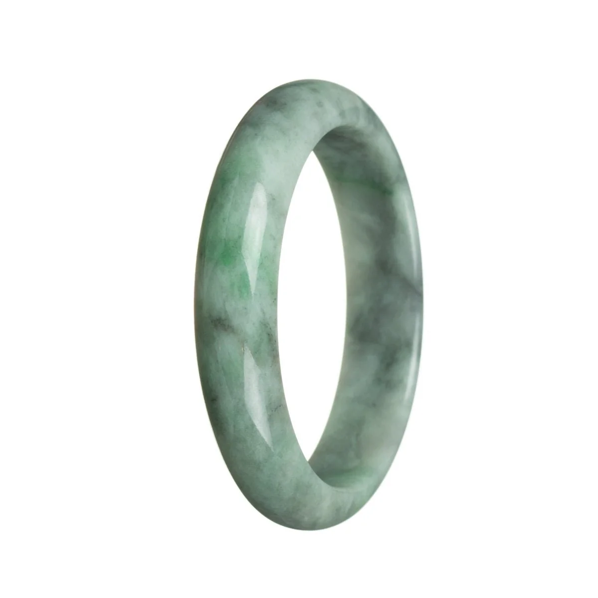 Certified Natural Green Jadeite Jade Bangle Bracelet - 59mm Half Moon