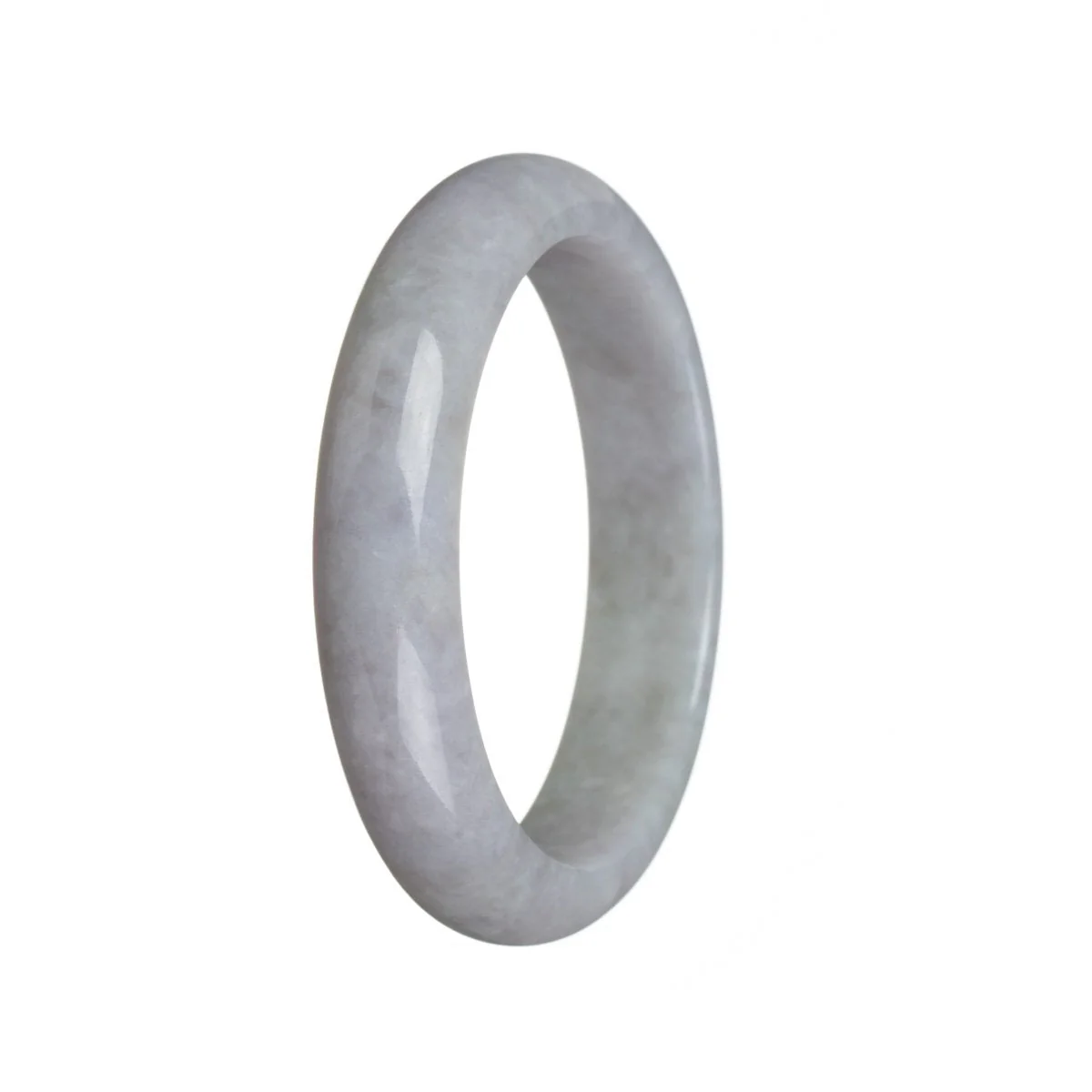 Genuine Natural Lavender Jadeite Bangle Bracelet - 61mm Semi Round