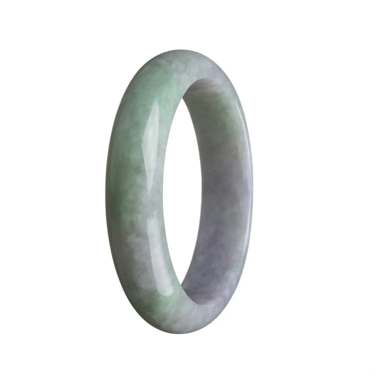Authentic Grade A Green with lavender Jadeite Jade Bracelet - 58mm Half Moon - Image 2