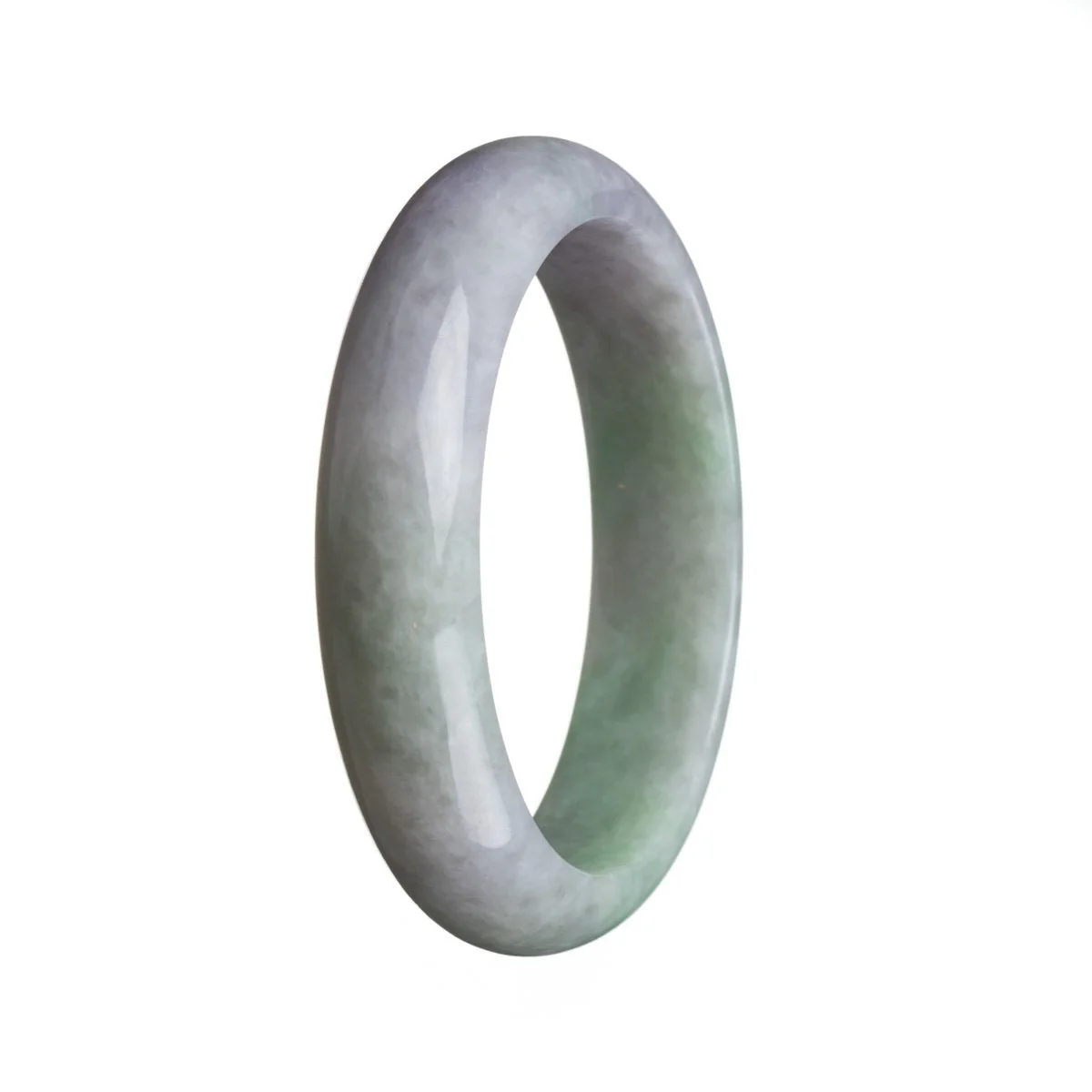 Authentic Grade A Green with lavender Jadeite Jade Bracelet - 58mm Half Moon - Image 3