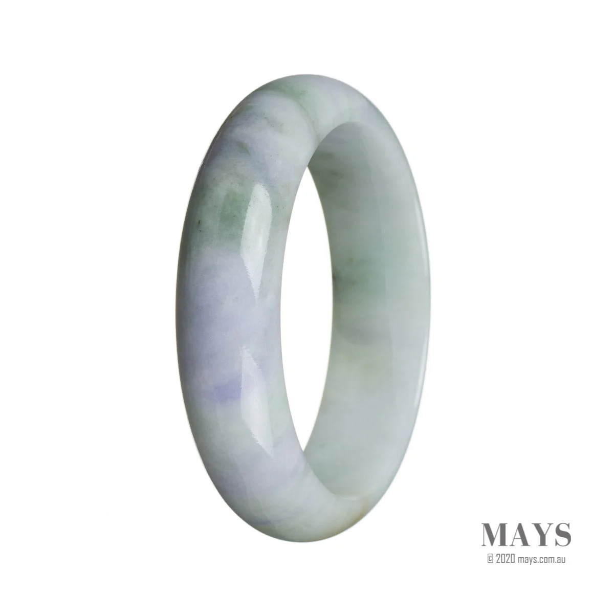 Genuine Grade A Light green with strong lavender Burma Jade Bracelet - 59mm Half Moon - Image 2