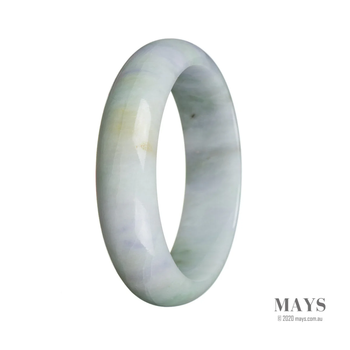Genuine Grade A Light green with strong lavender Burma Jade Bracelet - 59mm Half Moon - Image 3